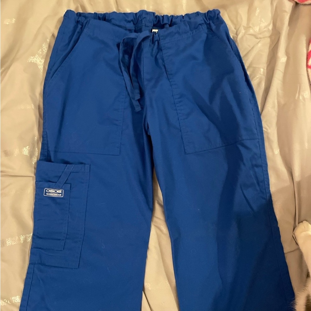 Cherokee Blue Cargo Scrub Pants